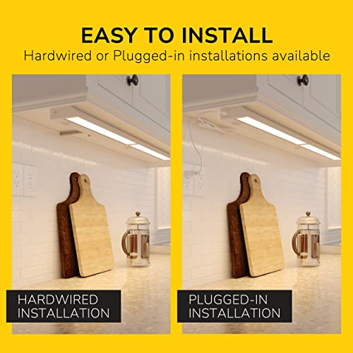 Image of GETINLIGHT 18-Inch Swivel LED Under Cabinet Light, 3-CCT Selectable, White | Choose from 2700K, 4000K, or 5000K. Glass lens, wall-dimmer compatible. Model: IN-0202-2-WH