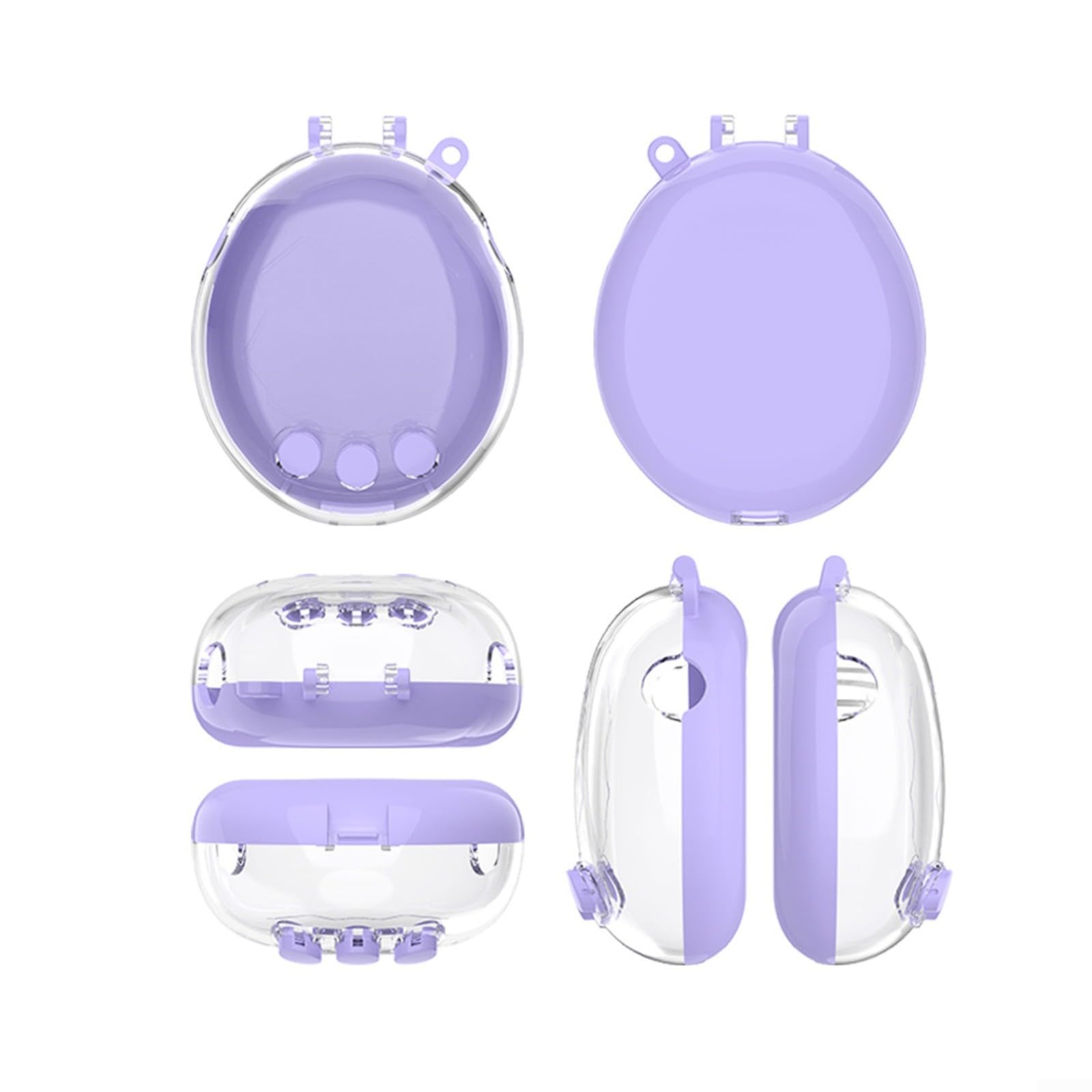 Transparent PC Protective Cover Case for Tamagotchi Paradise, All-inclusive Shockproof Shell with Lanyard, Lightweight Clear Hard Case for Pet Game Console(Purple)