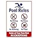 Pool Rules - Swim at Your Own Risk Sign - 10"x14" - .040 Rust Free Aluminum - Made in USA - UV Protected and Weatherproof - A82-234AL