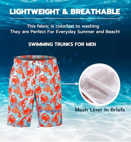 Image of APTRO Men's Long Swim Trunks with Mesh Lining Beach Bathing Suits Board Shorts Swimwear with Pockets and No Mesh