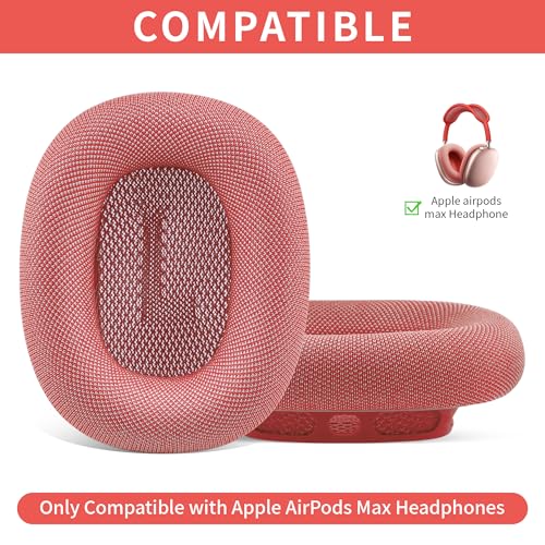 Image of Replacement Ear Cushions for Apple AirPods Max 1 & 2 Upgraded Memory Foam Pads with Durable Fabric,Sound Insulation and Noise Reduction,Strong Magnetic Fit,Sweat-Resistant, Breathable Comfor(Pink)