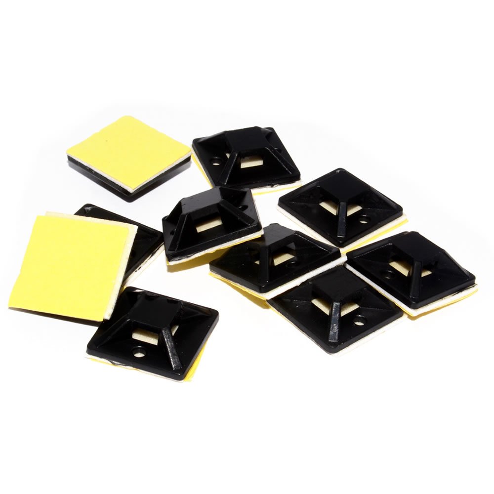Entie Black Cable Tie Base 19Mm X 19Mm Self Adhesive [10 Pack] [10 Pack : 19Mm] Small