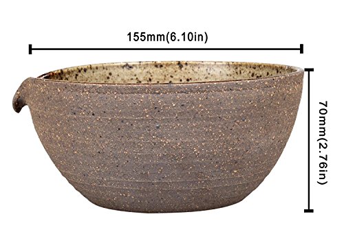 Elitea Matcha Green Tea Bowl Chawan With Spout Pottery Clay Large #TOP5