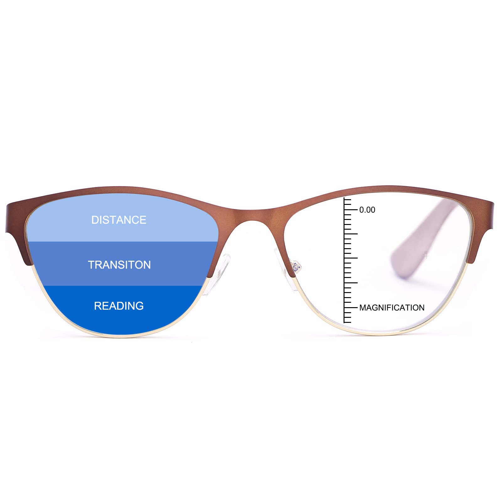 MIRYEA Gafas de lectura multifoco progresivas Bloqueo de luz azul Lectores de hombres y mujeres con bisagra de resorte