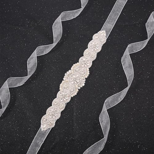 Handmade Crystal Bridal Belt Wedding Sash Belt with Rhinestones Pearls for Wedding Dress Bridesmaid Gown Plus Size2