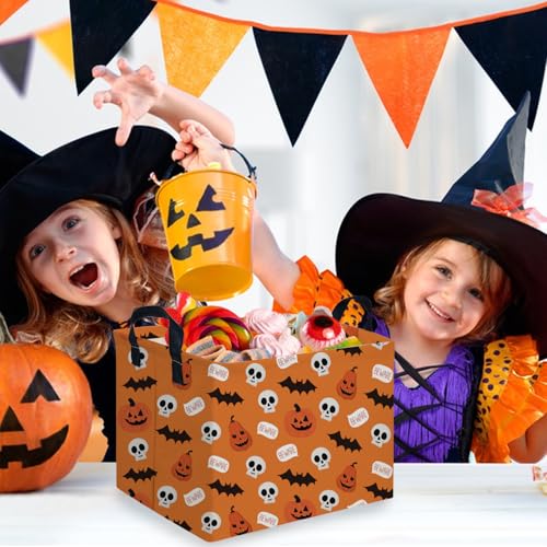 Image of Halloween Ghost thriller basket,Empty Halloween basket,Horror and thriller decor,Trick or Treat Box for Boys and Girls,Horror decor(Bat pumpkin)
