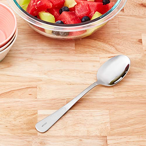Image of Mercer Culinary 18-8 Stainless Steel Plating Solid Spoon, 7-7 /8 Inch,Silver