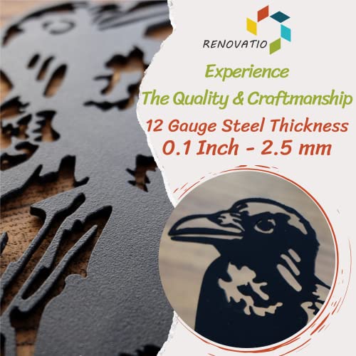 Renovatio Metal Raven - Metal Birds Yard Decor - Metal Yard Art - Tree Decorations Outdoor - Backyard Decor - Garden Gift - Garden & Patio Decor - Halloween Decoration Outdoor #TOP4