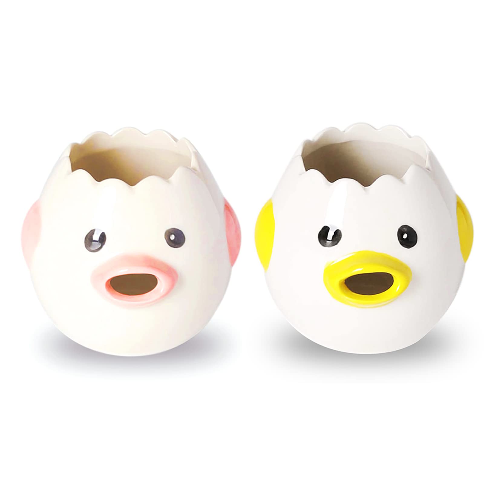 CangoolCeramic Egg Separators 2pcs, Egg Yolk and White Separators Cute Baking Supplies Creative Kitchen Tool (One each in Yellow and Pink)