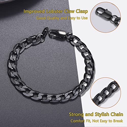 Prosteel Black Chain Bracelets Stainless Steel Stacking Layering Curb Chain Cuban Link Punk Rock Bracelet Men Women Jewelry Gifts #TOP4