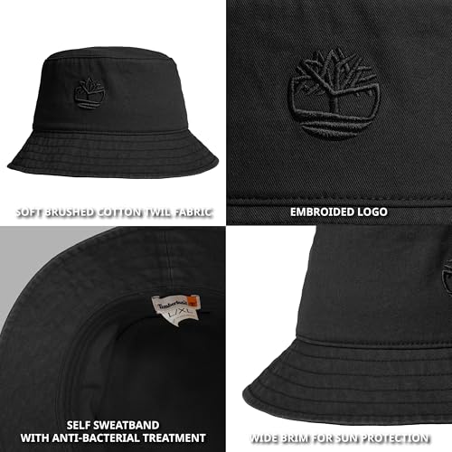 Image of Timberland Mens Bucket Hat, Cotton Twill, Soft Brushed Finish, Packable Sun Hat