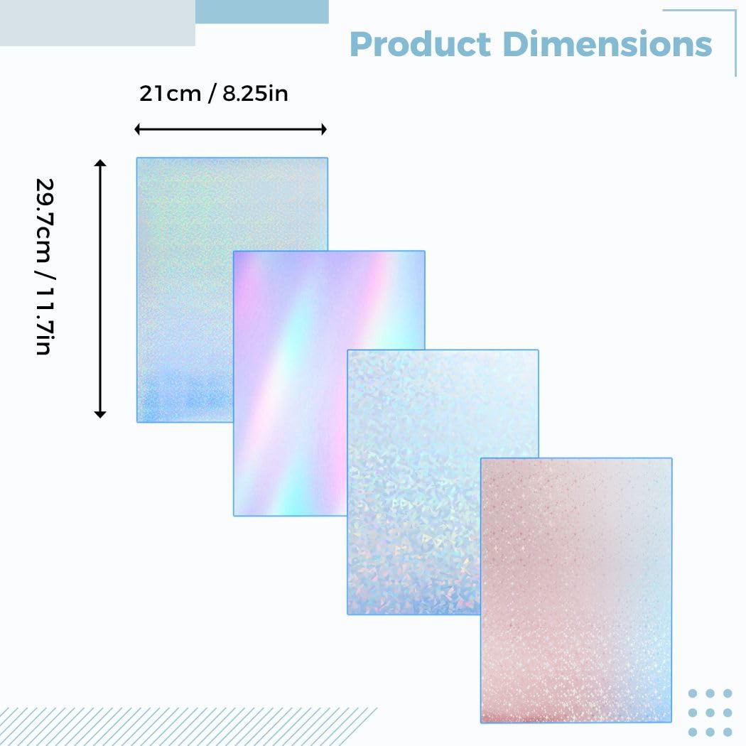36 hojas de papel adhesivo holográfico A4, papel de vinilo imprimible