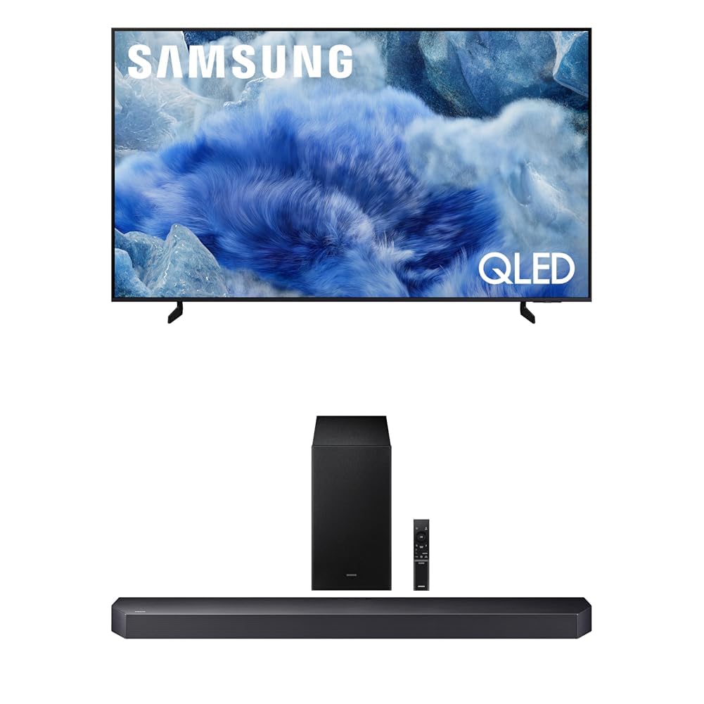 Samsung 75-Inch Class QLED Q8F 4K UHD Smart TV (2025 Model) Q4 AI Processor, 100% Color Volume with Quantum Dot, AirSlim Design + Samsung Q-Series Soundbar HW Q600F 3.1.2 ch Subwoofer (2025 Model)