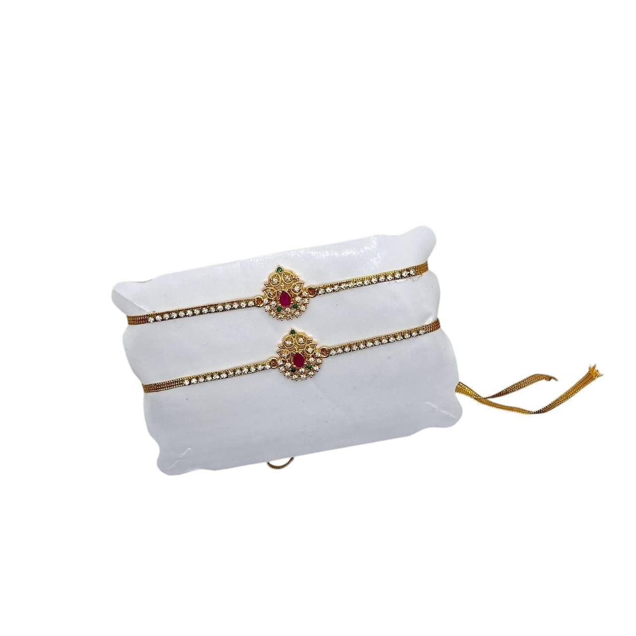 UNIK Group Traditional Indian Basikalu / Basinga Forehead Ornament Set – Handcrafted Bridal & Groom Marriage AccessoryTraditional Ethnic Elegant Handcrafted Indian basikalu/basikam/basinga/basingam for Forehead -Pair Unik Group CZ.3-image-11