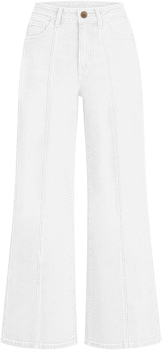 Women's Wide Leg Jeans High Waisted Straight Leg Stretchy Denim Pants with Pockets Trendy Casual Outfits Clothes