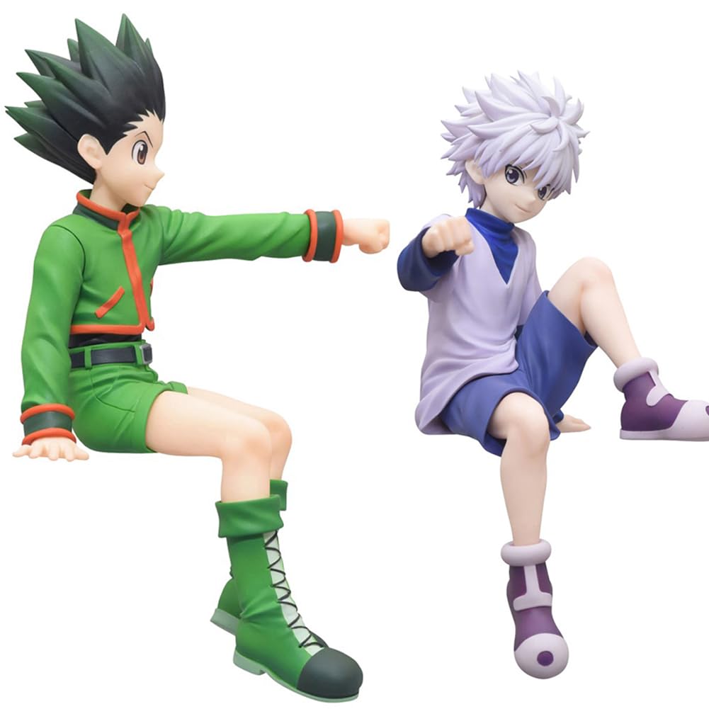 Figuras De Anime Killua Y Gon Sentados - 12 Cm, PVC, Decoración De Escritorio Para Fans De Hunter X Hunter