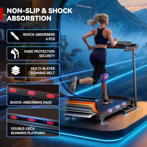 Image of 8.7MPH Auto Incline Treadmill for Running and Walking, 3.5HP Quiet BLDC Treadmills for Home with Double Deck Technology, 350 lbs Weight Capacity, APP, Heart Rate, Black(L)