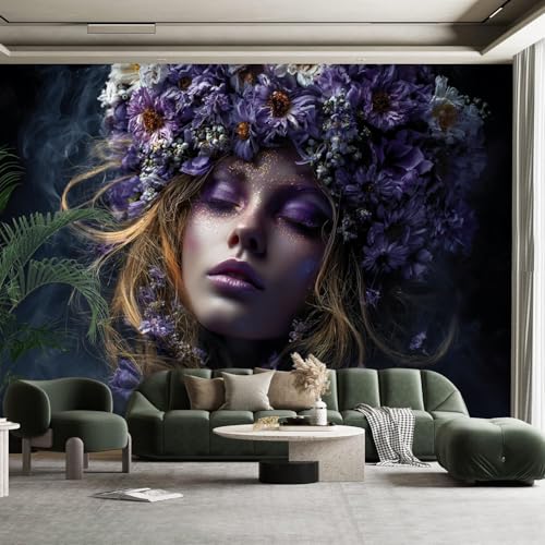 Modern Wall Mural Removable Peel and Stick Wallpaper Purple Floral