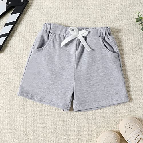 Sweat Shorts for Toddler Boys Elastic Waist Sports Pants with Drawstring Little Boys Summer Casual Solid Beach Shorts3