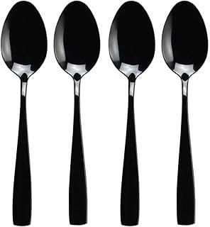 Neadas Nero in Acciaio Inox cucchiaini Piccoli cucchiaini Dessert Acciaio, 12 Pezzi
