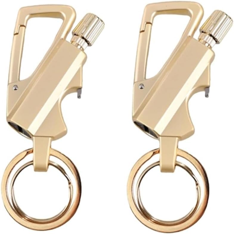 Permanent Match Infinity Lighter,Metal Keychain with Bottle Opene, Reusable Matchstick Strike Lighter, Windproof Survival Camping Gear (Gold,2)