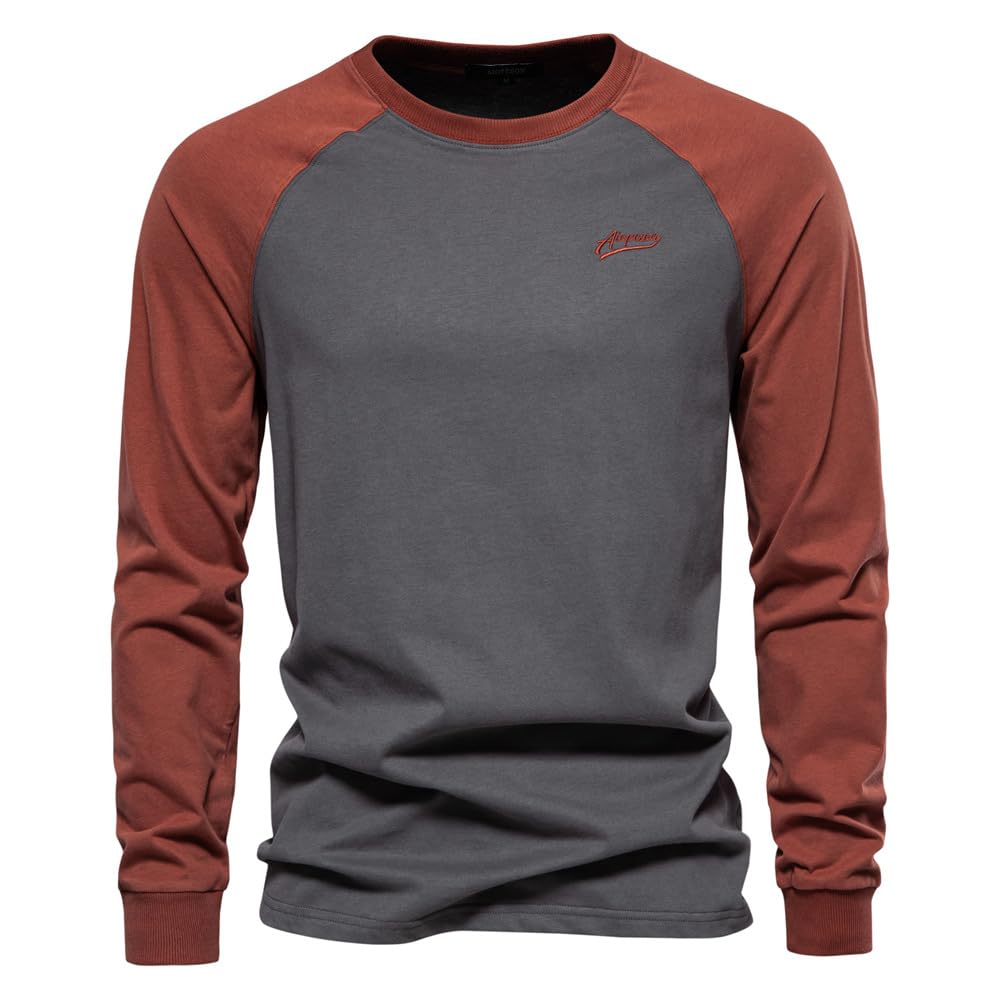 Maglietta Uomo Maglietta da Uomo A Maniche Raglan, con Cuciture A Manica Lunga, Casual da Uomo, in Cotone-Verde-m