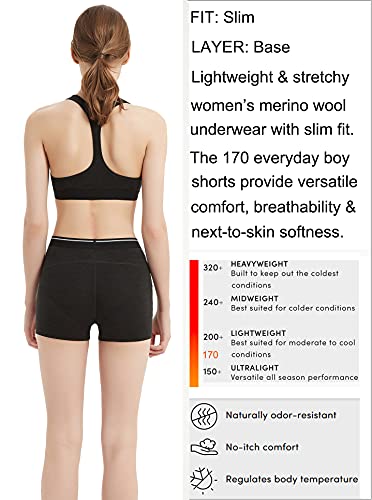 Eizniz Women's Merino Wool Briefs Everyday Boy Shorts Underwear - Boxers Lightweight Charcoal Heather Grey #TOP2