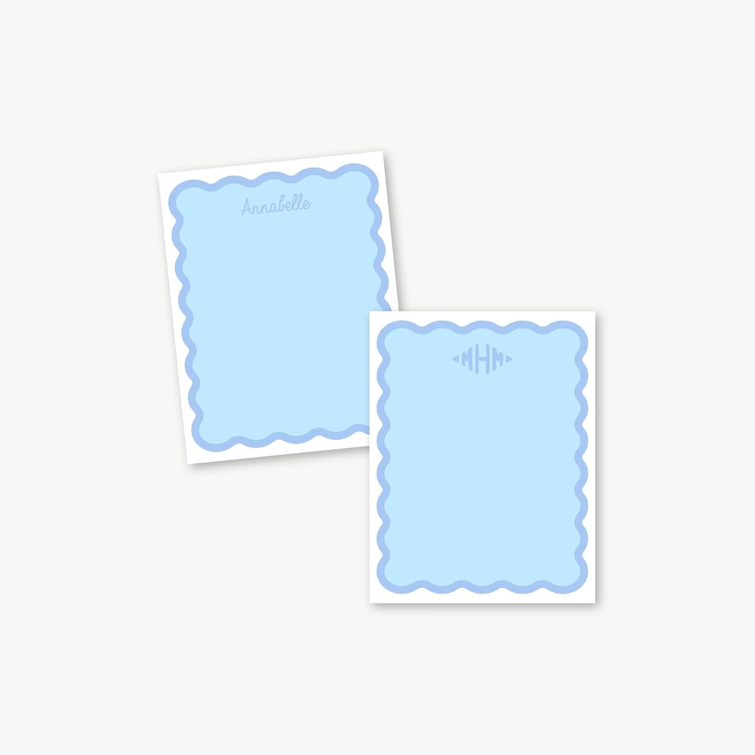 Preppy Jones Personalized Monogram Scallop Wave Border with Fill Notepad, colorful stationary, personalized gifts for women - Image 2