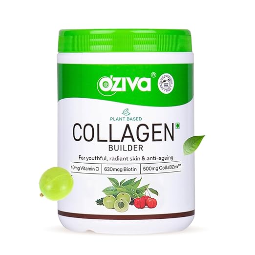 OZiva Plant Based Collagen Builder, 250g Collagen Powder for Skin