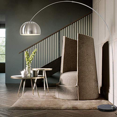 Lampe de sol arc dimmable LANMOU avec télécommande et pied en marbre noir