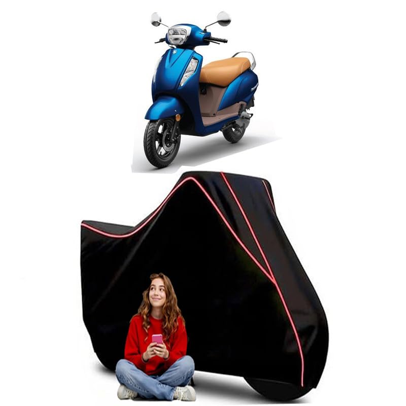 Image of Access Scooty Bike Cover Water Resistant Outdoor Use Universal Fit Scooters Motorcycles Heavy Duty UV Protection Dust Rain Scratch Resistant Elastic Bottom Black Blue Piping