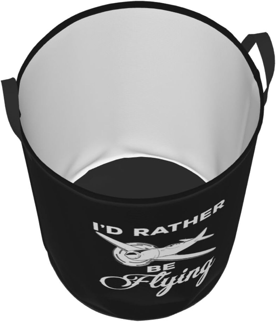 I'D Rather Be Flying Laundry Basket Round Portable Storage Box Organizer Laundry Basket Portable Laundry Organizer