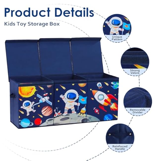 Large Toy Box Chest Organizer with Flip Lid for Kids, Collapsible Oxford Toy Storage Box with Handles for Boys Girls, Sturdy Waterproof Storage Organizer for Bedroom Playroom Nursery, 37.7¡Á12.5¡Á15.7''