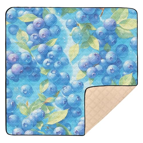 Sweet Blue Blueberries - Tapete acolchado suave para gimnasio y actividades para el suelo, 1 pieza, tapete de actividades para bebés y niños pequeños, 50 x 50 pulgadas