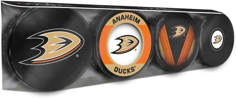 Ducks Officially Licensed 4-Pack Hockey Puck Collection
