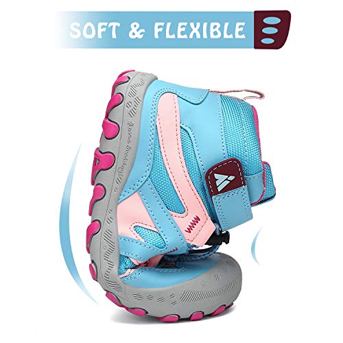 Mishansha Kids Hiking Boots Comfort Rubber Sole Shoes For Girls Little Gifts Christmas Halloween Buckle Blue Pink Little Kid 11 #TOP6