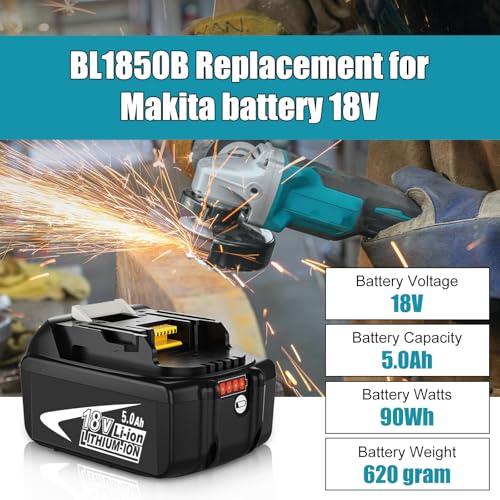 2X 5000mAh kompatibel für Makita 18V Akku kompatibel für Makita akku BL1850B BL1850 BL1860B