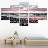 SIGNWIN 5 Panel Canvas Wall Art Modern Art Coastal Colorful Multicolor Photography Romantics Sunset for Home Decorations Ready to Hang - 60