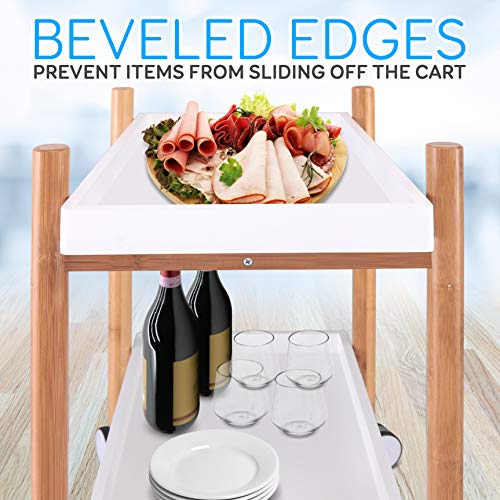 Serenelife Rolling Home Bar Serving Cart - 2-Tier Mobile Kitchen Serving Trolley Carter Rolling Bar With Removable Trays And 4 Wheels - Coffee, Tea, Wine, Whiskey Holder Serving Cart Slsrvcrt400 #TOP6