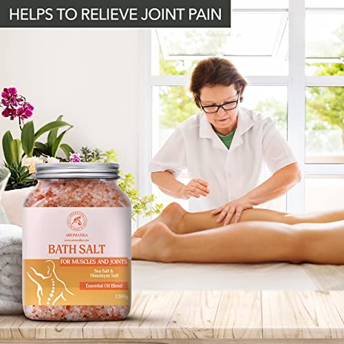 Joint & Muscle Bath Sea Salts 46 Oz (1300G) - W/Essential Oils Lavender & Sage & Rosemary - Natural Bath Sea Salts - Detoxifies - Good For Bath - Relaxation - Body Care #TOP6