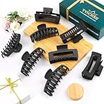 TOCESS 8 Pack Black Big Hair Claw Clips for Women Large Claw Clip for Thin Thick Curly Hair 90's Strong Hold 4.33 Inch Nonslip Matte Jumbo Hair Clips - Image 2