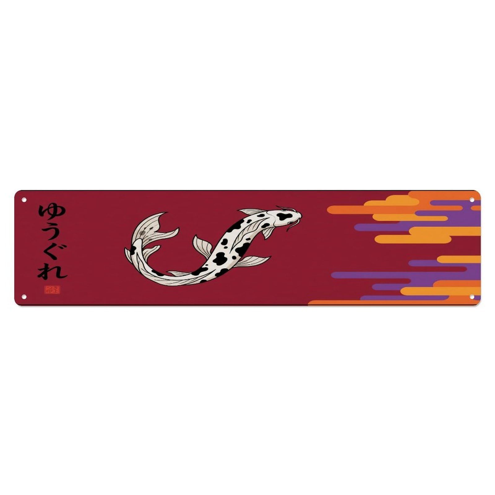 Olhnbad 4X16inch(10X40cm) Vintage Koi Fish Japanese Sophisticated Metal Tin Sign