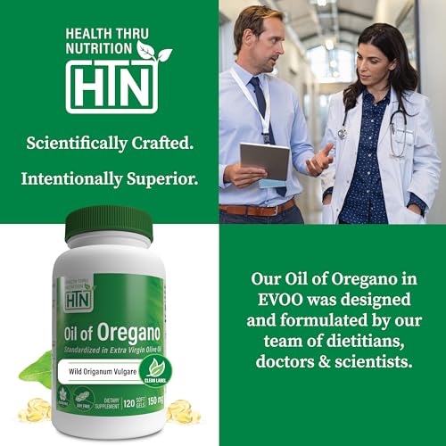 Image of Oil of Oregano Supplement 120 Softgels Non-GMO Health Thru Nutrition | Wild Harvested European Origanum Vulgare Oregano Supplement for men and women | Immune, Digestive, & Antioxidant Support