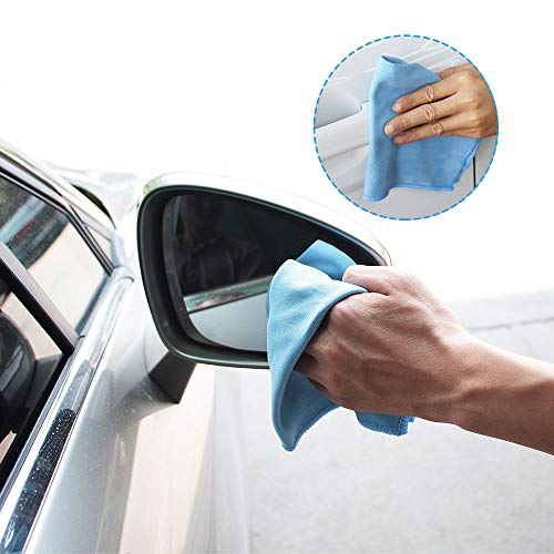Auto Care Microfiber Glass Cleaning Cloths Towels For Windows Mirrors Windshield Computer Screen Tv Tablets Dishes Camera Lenses Chemical Free Lint Free Scratch Free (12"X12", Blue, 8 Pack) #TOP5