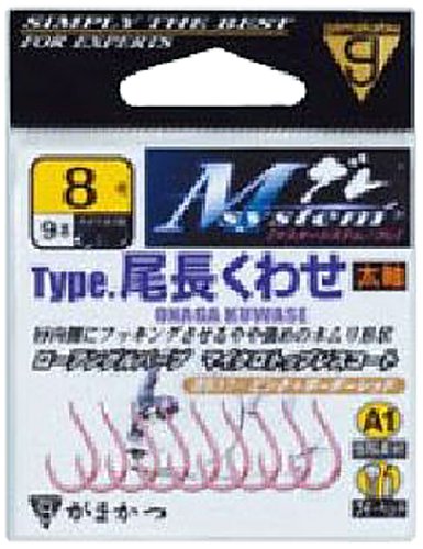 がまかつ(Gamakatsu) シングルフック Mシステム タイプ 尾長くわせ 8.25号 9本 オキアミピンク 67482