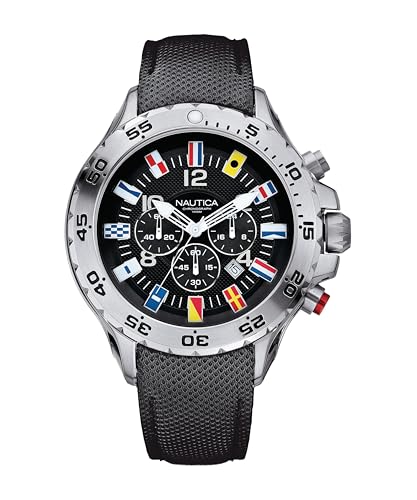 �m�[�e�B�J/Nautica Men's N16553G NST Chronograph Flag Black Dial Watch �u���s�A���i�v