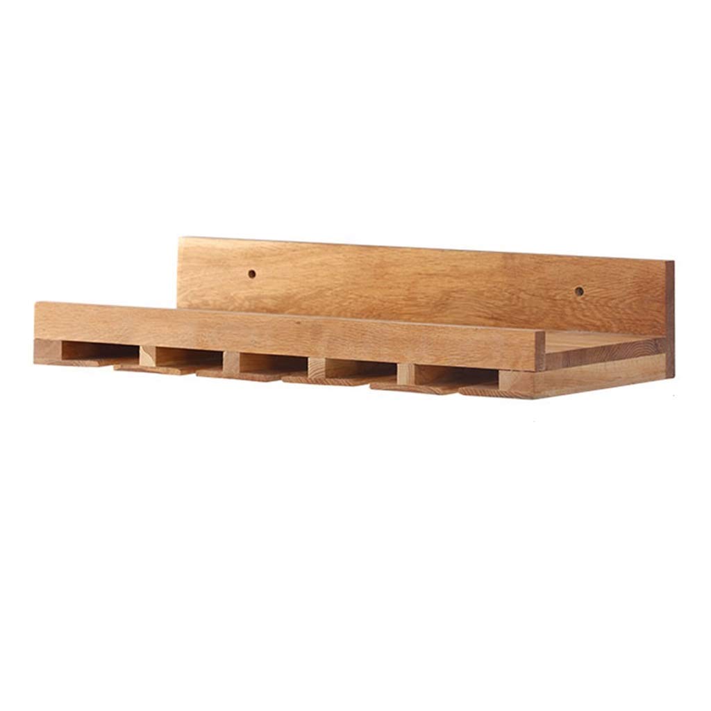 Casier à vin et verres à vin muraux en bois de chêne naturel de salon