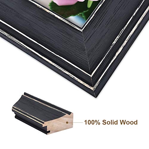 Boichen Picture Frames 4X6 In Black - Rustic Distressed Solid Wood With Real Glass - Wall Or Tabletop Display Pictures, 4 Pack #TOP1