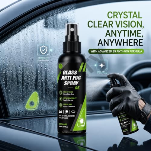 Image of Oil Film Cleaning Brush & Car Glass Cleaner Anti-Fog Spray | Windshield Defogger & Stain Remover for Interior & Exterior | Anti-Mist, Oil Stain Remover for Car Windows, Mirrors & Glass (2pc - Spray)