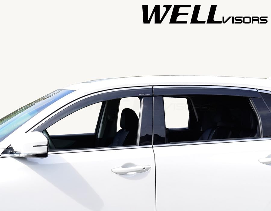 WellVisors Window Visors Wind Deflectors Compatible with Acura MDX 2022-2026 with Chrome Trim Rain Guards 3-847AC018